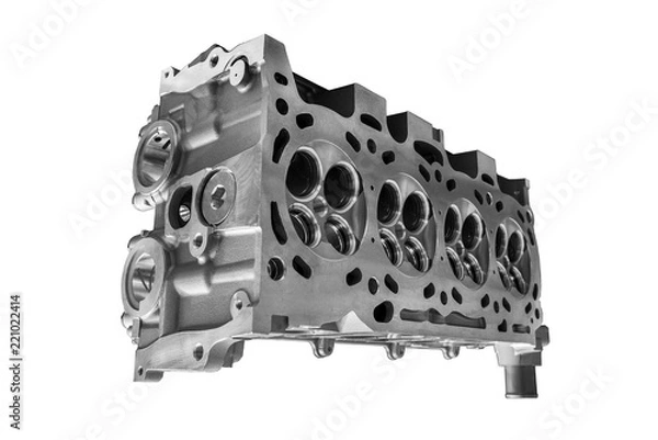 Fototapeta Cylinder head combustion engine isolated on white background