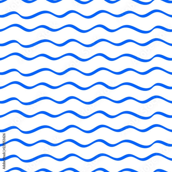 Fototapeta Cute waves seamless pattern, wather background, linear design, simple ornament, template, sketch for design