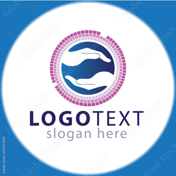 Fototapeta two Hand in circle logo vector template