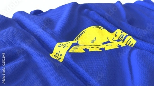 Obraz 3d render, Realistic Wavy Flag of Oregon (reverse) .
