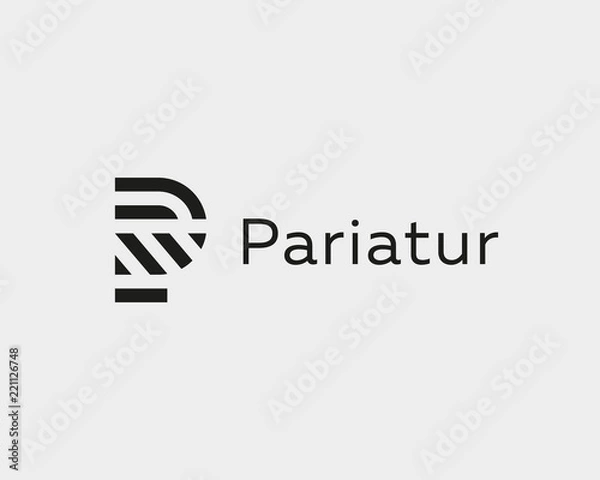 Fototapeta Letter P vector line logo design. Creative minimalism logotype icon symbol.