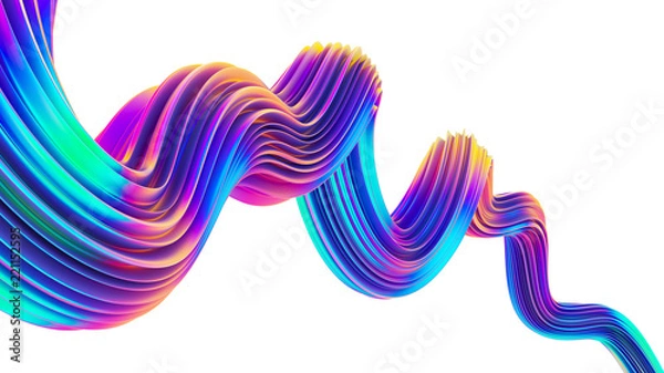 Fototapeta Kreatywny element projektu w holograficznych neonowych kolorach do modnego bożonarodzeniowego projektu