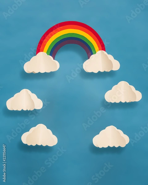 Fototapeta Paper Clouds and Rainbow