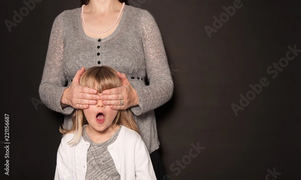 Obraz Girl Protected from Learning with Blank Chalkboard