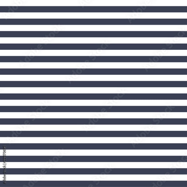 Fototapeta Seamless vector simple stripe pattern with navy and white horizontal parallel stripes background texture.
