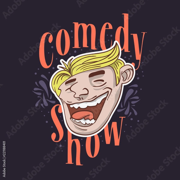 Fototapeta Comedy Show Logo With A Smiling Laughing Face Vector Image.