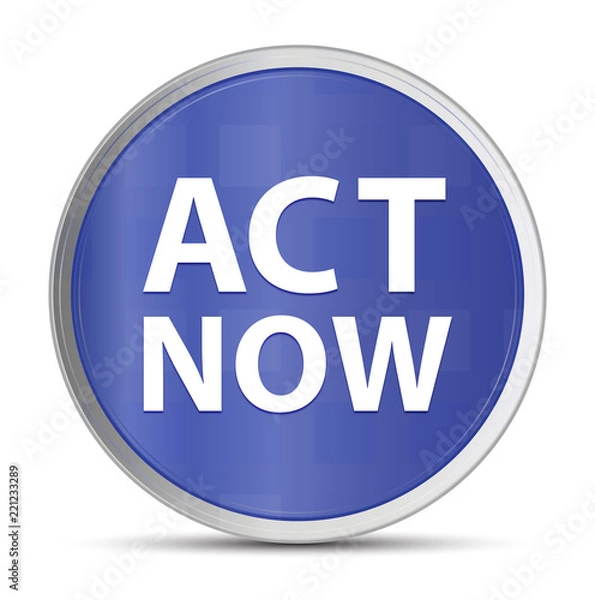 Fototapeta Act Now blue round button