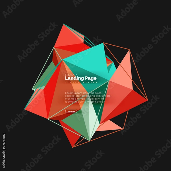 Fototapeta Vector 3d triangle abstract background, polygonal geometric design
