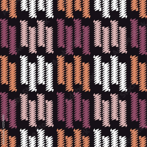 Obraz Seamless abstract geometric pattern. Mosaic texture. Brushwork. Hand hatching. Scribble texture. Textile rapport.