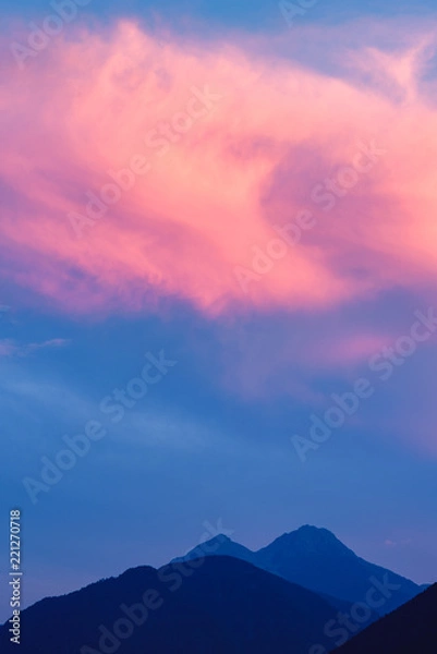 Obraz Golden sunset over the mountains