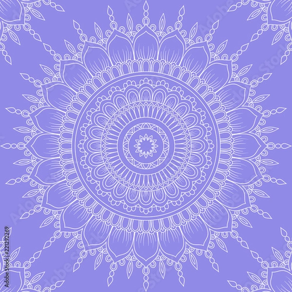 Fototapeta Seamless pattern with mandala ornament. Hand drawn vector illustration