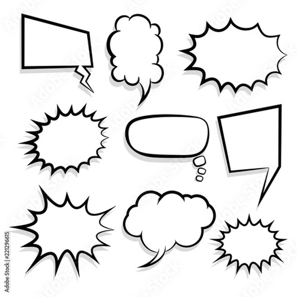 Obraz Big set empty speech bubble comic text