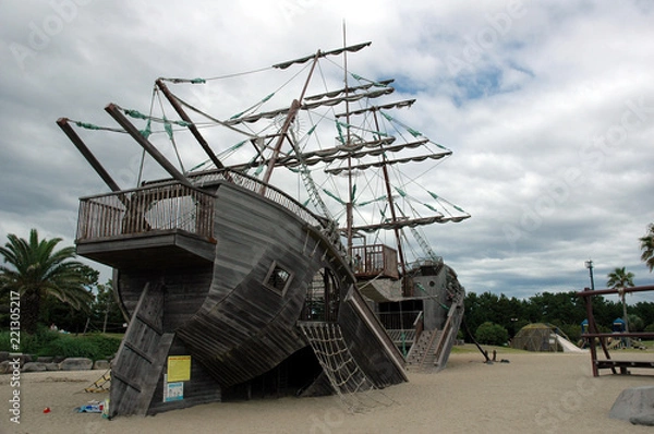 Obraz 海賊船の難破