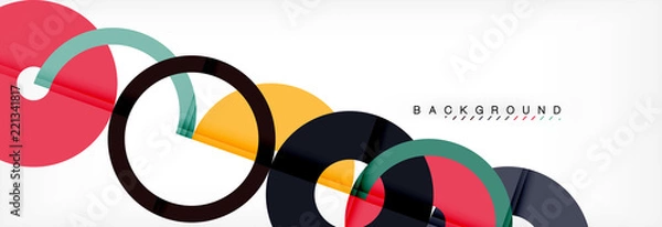 Fototapeta Colorful rings on grey background, modern geometric pattern design. Vector business or technology presentation design template, brochure or flyer pattern, or geometric web banner