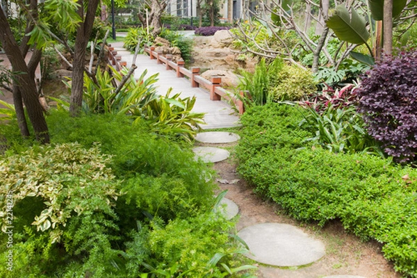 Obraz foootbridge in garden