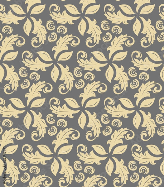 Fototapeta Floral golden ornament. Seamless abstract classic background with flowers. Pattern with repeating elements