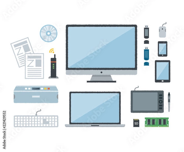 Fototapeta パソコン　機器　セット