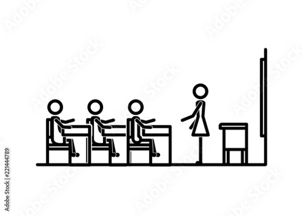 Fototapeta classroom scene with students and teacher