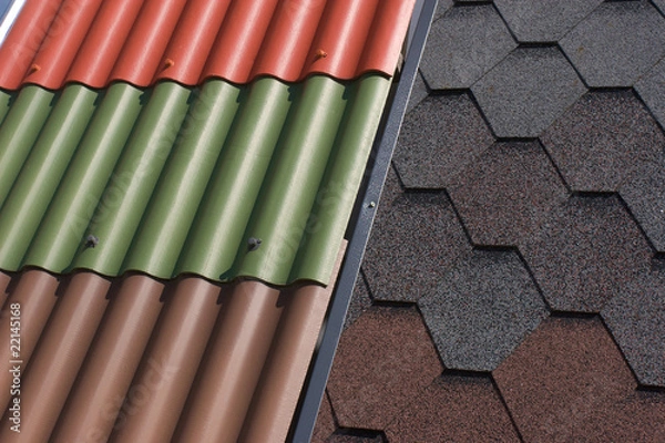 Obraz Materiały budowlane - kafelkowane tło dachu