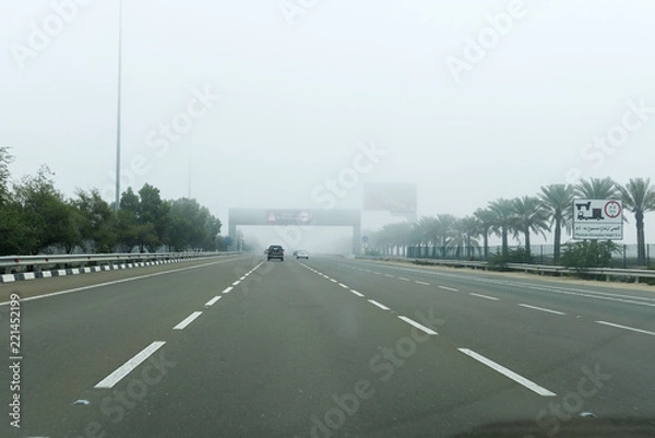 Fototapeta Abu Dhabi covered with the blanket of Dense Fog