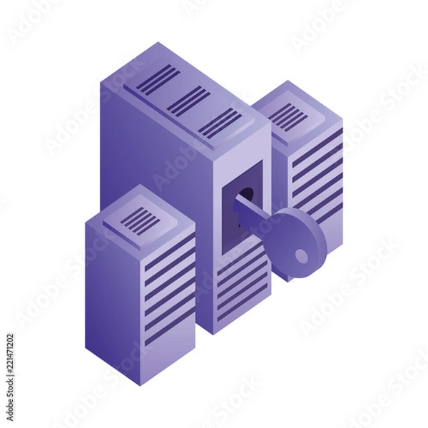 Fototapeta database server center security protection networking