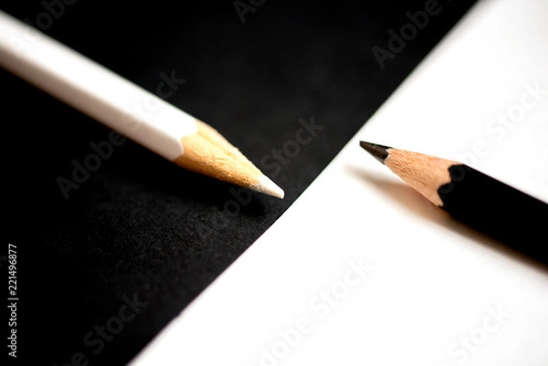 Obraz Competition, teamwork, partnership concept with black and white pencil on paper. For business concept.