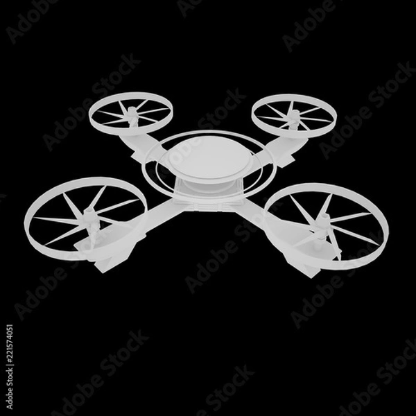 Obraz Drone or quadrocopter with camera. white color