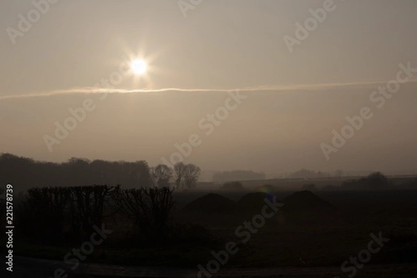Fototapeta Sun over fields winter