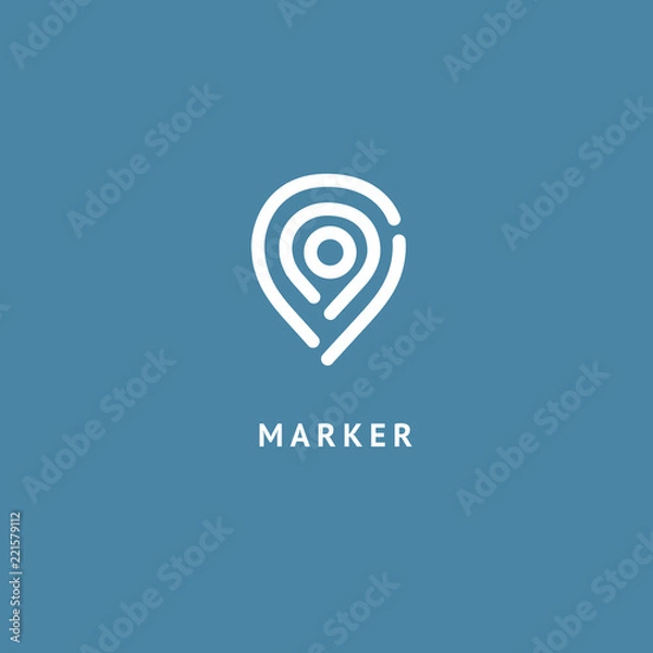 Obraz Map marker icon. Vector flat style illustration location pin logotype design. Location pin navigation logo template. Logo concept of navigator, guide, , booking hotel, Rent a Car, travel application.