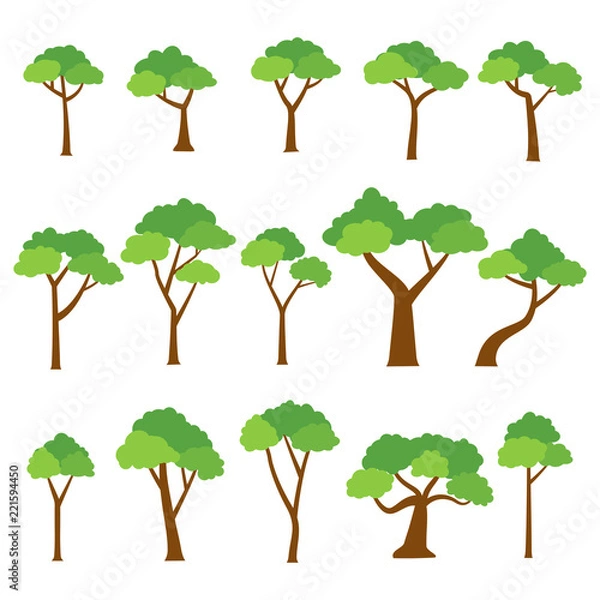 Obraz Collection of trees vector on white background