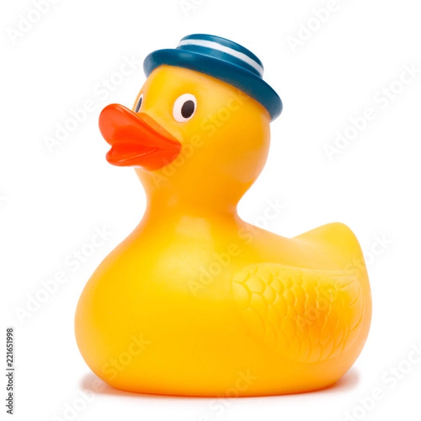 Obraz Yellow rubber duck isolated on white background.
