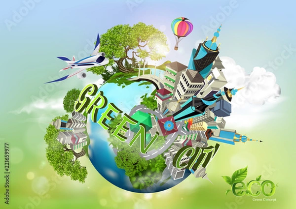 Obraz Earth Day. Eco friendly concept. Vector illustration. Earth day concept. World environment day background. Save the earth. Happy Earth Day Poster or Banner Background.