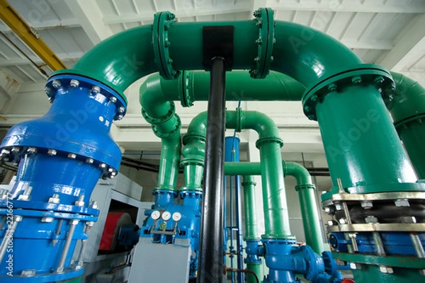 Obraz rury na hali pomp