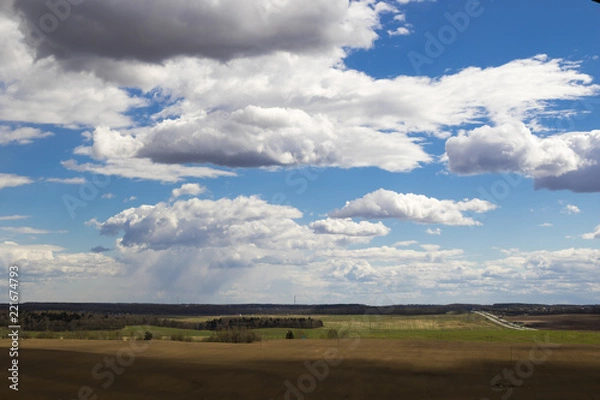 Obraz Rural landscape with storm clouds, dramatic sky