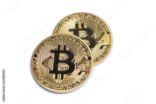 Obraz Golden bitcoin isolated on white