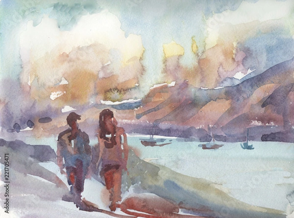 Obraz romantic couple in landscape