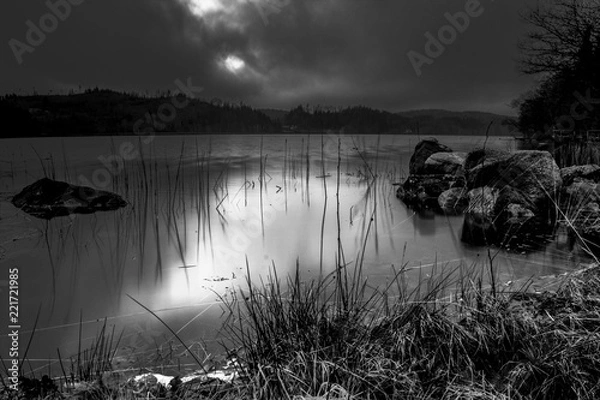Fototapeta sunset on lake