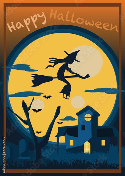 Fototapeta witch halloween backgrounds vector illustration 