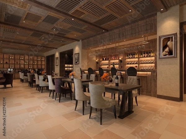 Fototapeta 3d render hotel lobby reception