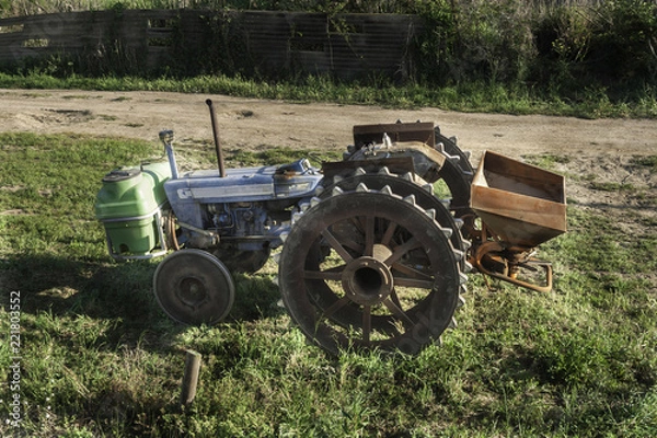 Obraz Agricultural tractor rice fields