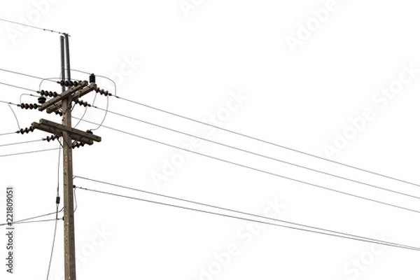 Obraz Pylon elektryczny na białym tle.