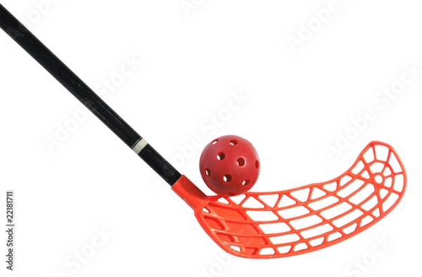 Obraz old floorball stick and ball