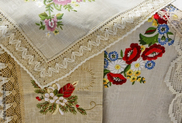 Fototapeta Traditional Croatian fabric and lace