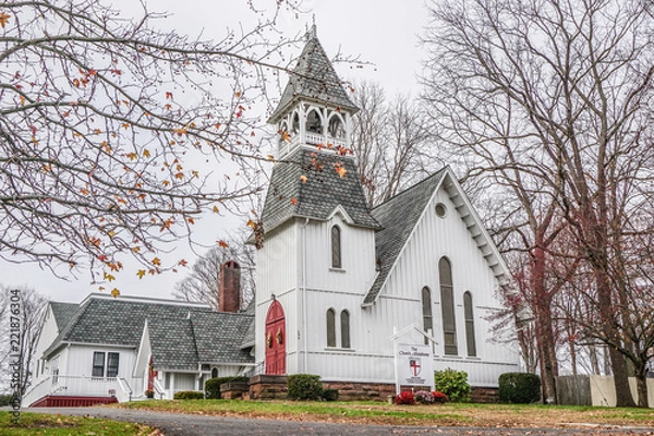 Obraz Durham, CT, USA: The Church of the Epiphany of Durham, Connecticut, a New England town incorporated in 1708. The Durham town center is listed in the National Register of Historic Places.