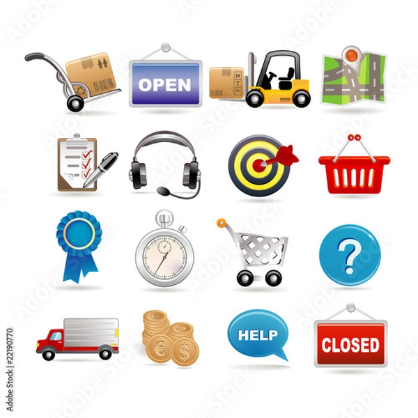 Obraz shopping and logistic icon set