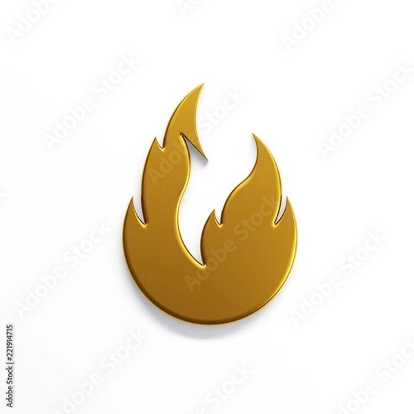 Obraz Gold fire flame with negative space. 3D render illustration