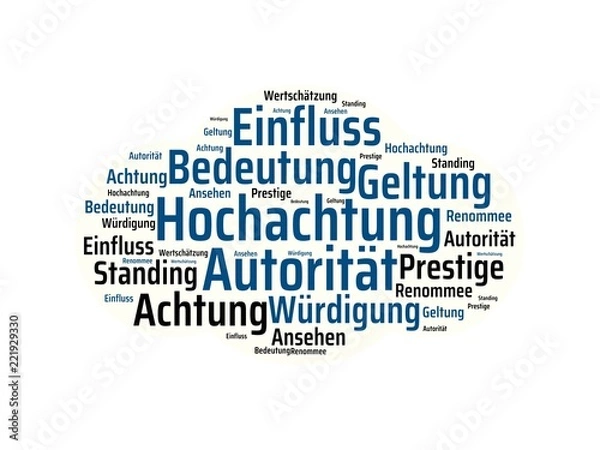 Fototapeta Das Wort - Hochachtung - abgebildet in einer Wortwolke mit zusammenhängenden Wörtern