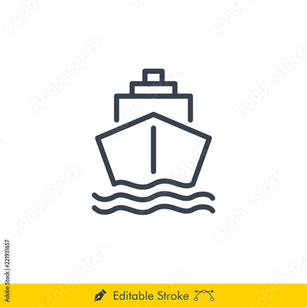 Fototapeta Ship Icon / Vector - In Line / Stroke Design