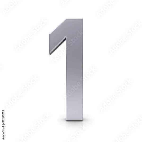 Fototapeta 1 number one first 3d silver sign isolated