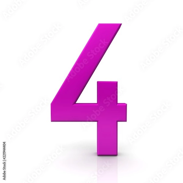 Fototapeta number 4 four fourth 3d pink rendering isolated